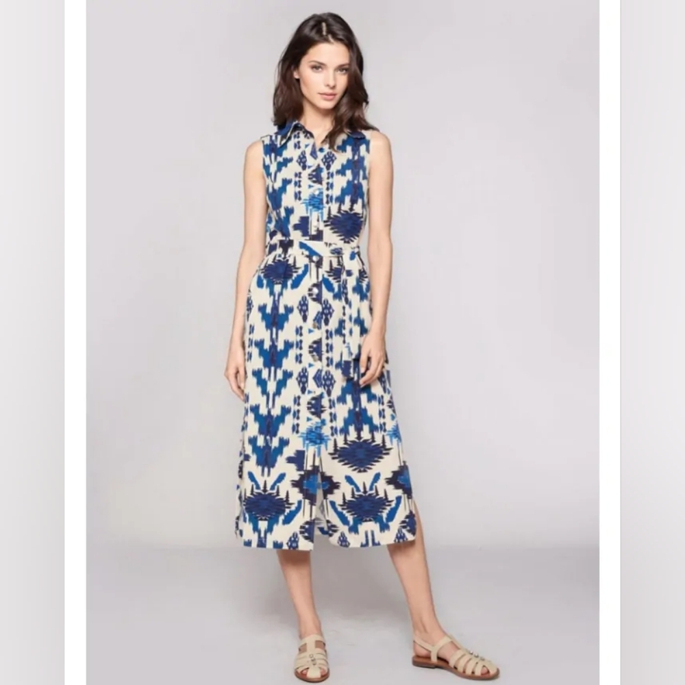 Vilagallo LIVIA Shirt Dress Ikat Print